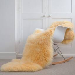 Apricot Sheepskin , Honey Champagne, Double Sheepskin Throw, Rug, Luxury Fur Carpet, Scandi Home, Hygge, Nordic Homedecor, Chair Cover - thumbnail 1