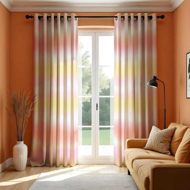 Pastel Ombre Curtains, Soft Gradient Window Drapes, Modern Blush Peach Decor For Living Room Or Bedroom - image 1