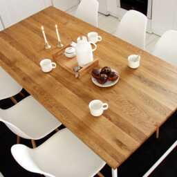 Scandinavian Oak Table For The Dining Room, Kitchen, Office. White Steel Frame. Elegant, Handmade Basic Tre Ii Of Highest Quality - thumbnail 2