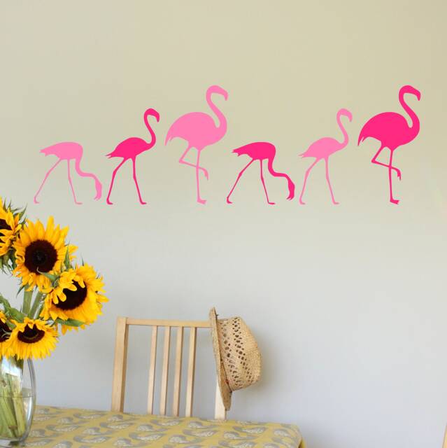 Set Of 6 Extra Large Flamingos - Wall Art Stickers Decals - image 1