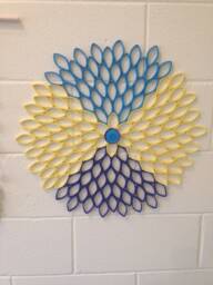 Blue & Yellow Dahlia Wall Art Modern Geometric Paper Flower - thumbnail 1