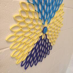 Blue & Yellow Dahlia Wall Art Modern Geometric Paper Flower - thumbnail 3