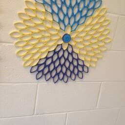 Blue & Yellow Dahlia Wall Art Modern Geometric Paper Flower - thumbnail 4