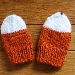 Hand-Knit Fox Mittens Baby/Toddler Kids  Pumpkin & Cream - thumbnail 4