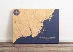 Kennebunkport, Maine Map - Engraved Wood Coastal Chart Wall Art Sign, Beach House Home Decor Nautical Print, Unique Personalized Family Gift - thumbnail 1