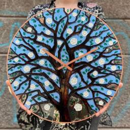 Spring Flower Tree Of Life Glass Wall Clock Modern Home & Kitchen Decor