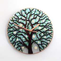 Spring Flower Tree Of Life Glass Wall Clock Modern Home & Kitchen Decor - thumbnail 2