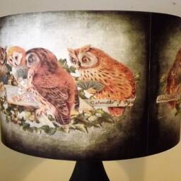 Owl Lampshade Vintage Card Game Design, Shabby Chic Light Shade - thumbnail 2
