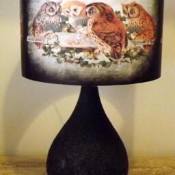 Owl Lampshade Vintage Card Game Design, Shabby Chic Light Shade - thumbnail 4