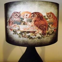 Owl Lampshade Vintage Card Game Design, Shabby Chic Light Shade - thumbnail 3
