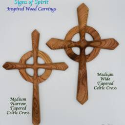 Tapered Celtic Cross Wall Decor Pointed Wood Carved Christian Religious Family Art Christening Baptism Cradle Retiring Gift - thumbnail 3