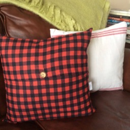 Red & Black Plaid Flannel Pillow Cover Holiday Tartan Cushion - thumbnail 4