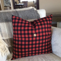 Red & Black Plaid Flannel Pillow Cover Holiday Tartan Cushion - thumbnail 2