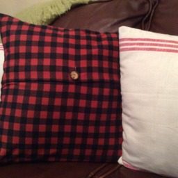 Red & Black Plaid Flannel Pillow Cover Holiday Tartan Cushion - thumbnail 3