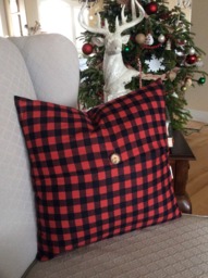 Red & Black Plaid Flannel Pillow Cover Holiday Tartan Cushion