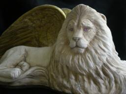 Golden Winged Lion Sculpture - Lisa Azzano Sculptures - thumbnail 1