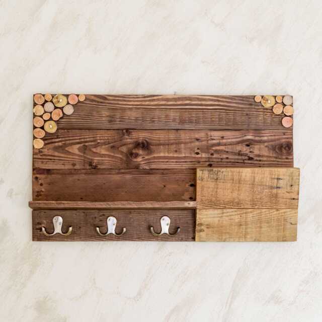 Handcrafted Wall Mounted Key Holder - Rustic Wood Entryway Organizer With Shelf - image 1
