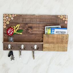 Handcrafted Wall Mounted Key Holder - Rustic Wood Entryway Organizer With Shelf - thumbnail 2