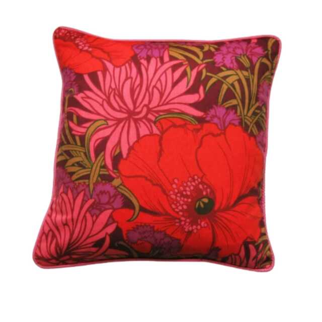 Heals Braganza Poppy Cushion Cover Mid-Century Modern Floral Pillow - image 1