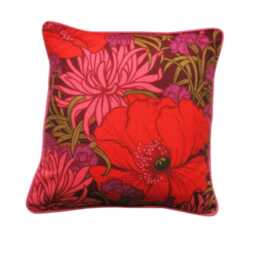 Heals Braganza Poppy Cushion Cover Mid-Century Modern Floral Pillow - thumbnail 1