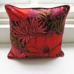 Heals Braganza Poppy Cushion Cover Mid-Century Modern Floral Pillow - thumbnail 4