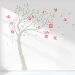 Birdhouse Tree Vinyl Wall Decal Custom Color Nursery Decor - thumbnail 3