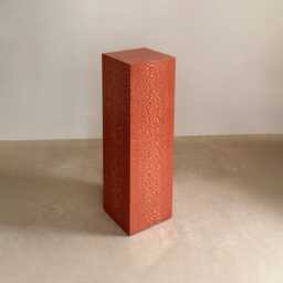 Pink Lacewood Plinth Column Modern Vase, Lamp, Sculpture Display - 30x30x100 cm - thumbnail 1