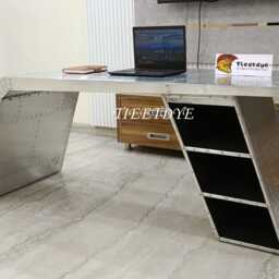 Tieetdye Aviator Wing Desk Aluminium Table With 3 Shelves - thumbnail 2