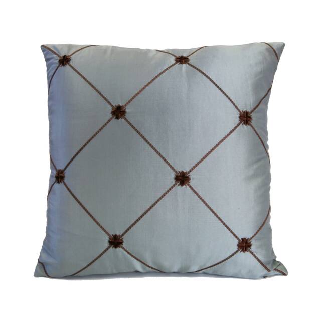 "Underseas Grey/Brown Silk Throw Pillow Cover, Modern Boho Pillow, Toss Cushion Covers, Crosshatch Embroidered, Embroidered Pillow, 16""x16" - image 1