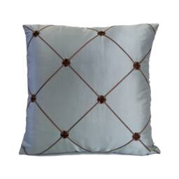 "Underseas Grey/Brown Silk Throw Pillow Cover, Modern Boho Pillow, Toss Cushion Covers, Crosshatch Embroidered, Embroidered Pillow, 16""x16"