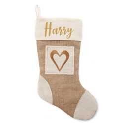 Personalised Burlap Heart Christmas Stocking - thumbnail 4