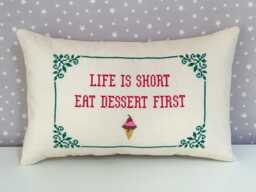 Custom Embroidered Pillow Personalized Cross Stitch Text Cushion - thumbnail 1
