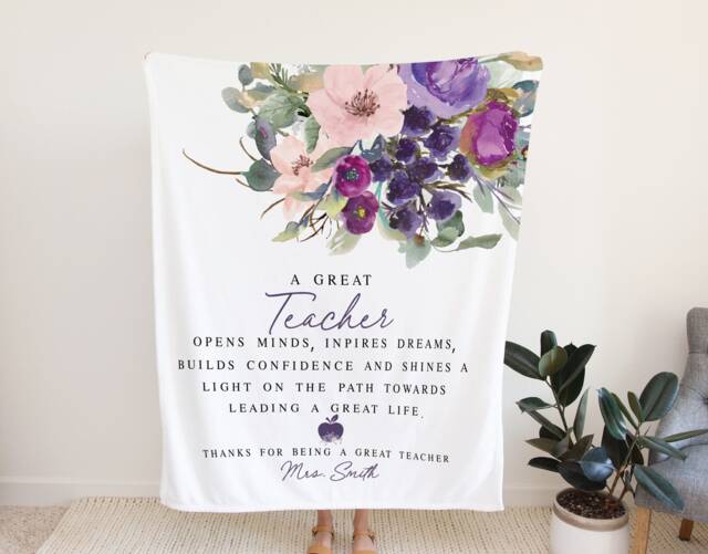 Teacher Christmas Blanket, Gift From Students, Appreciation Kids, Personalized Wall Hanging - image 1