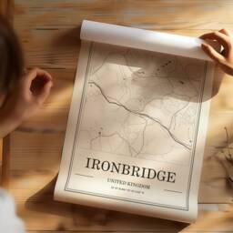 Ironbridge Map Art Print Minimalist Black & White Travel Decor - thumbnail 3