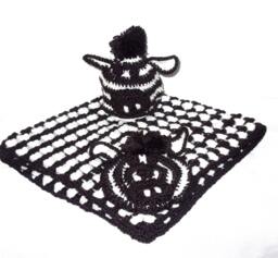 Crochet Baby Blanket, Hat Set, Newborn, Zebra, Black, White, Shower Gift