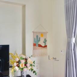 Mountain & Cactus Macrame Wall Hanging Custom Color Tapestry - thumbnail 2