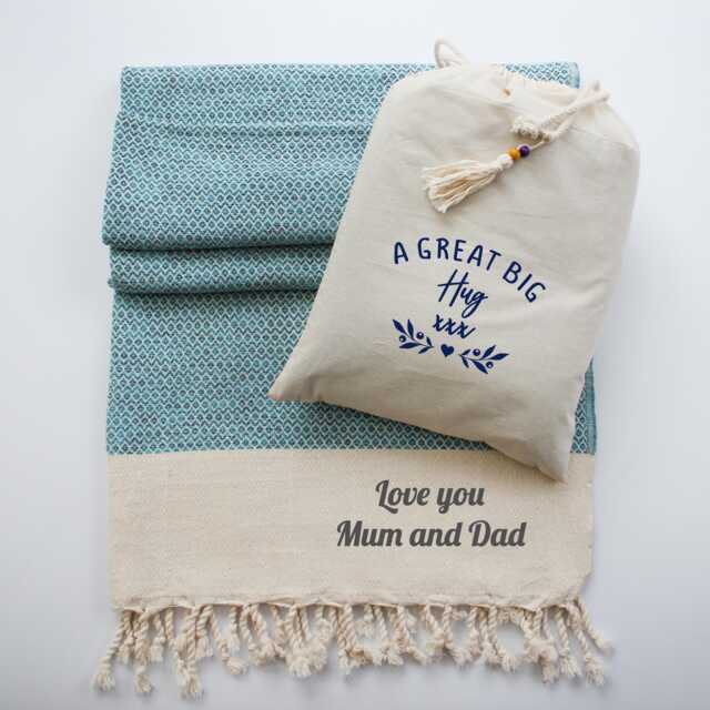 Personalised Soft Cotton Throw Blanket, Handwoven Sofathrow, Nanny Gift, Birthday Gift - Gift For Couple, Retirement - image 1