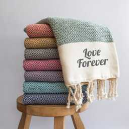 Personalised Soft Cotton Throw Blanket, Handwoven Sofathrow, Nanny Gift, Birthday Gift - Gift For Couple, Retirement - thumbnail 3