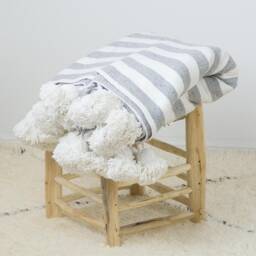 Handmade Cozy Blanket - Pom Tassel Throw Moroccan Organic Blanket Bedroom Gift Idea - thumbnail 2