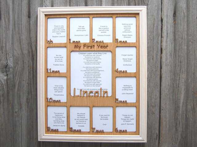 11x14 Baby First Year Name Picture Frame With White - Holds 2.5x3 & 5x7 Photos - image 1