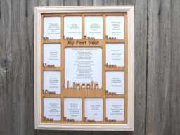 11x14 Baby First Year Name Picture Frame With White - Holds 2.5x3 & 5x7 Photos - thumbnail 1