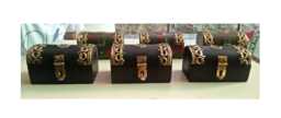 Hand Crafted Wooden Trinket Box With Brass Fittings - Lot Of 6/4