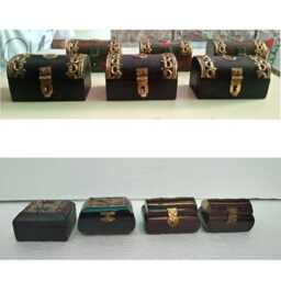 Hand Crafted Wooden Trinket Box With Brass Fittings - Lot Of 6/4 - thumbnail 2