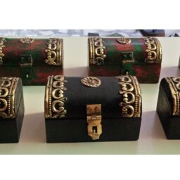 Hand Crafted Wooden Trinket Box With Brass Fittings - Lot Of 6/4 - thumbnail 3