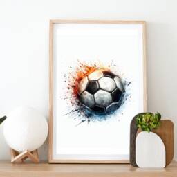 Football Posters Set - Of 3 Prints - Gifts Watercolor For Boys Bedroom Soccer Kids Wall Art Definiton Print - thumbnail 2