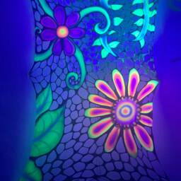 Fantasy Forest Uv Stretch Decor, Blacklight Floral Tapestry , Event Decoration Trippy Wall Hanging Flower Power Art, Gift For Dj - thumbnail 2