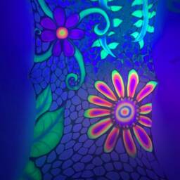 Fantasy Forest Uv Stretch Decor, Blacklight Floral Tapestry , Event Decoration Trippy Wall Hanging Flower Power Art, Gift For Dj - thumbnail 3