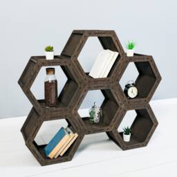 Hexagon Bookcase, Loft Shelf, Geometric Shelves, Custom Bookcase, Housewarming Gift, Modular Shelving, Shelves - thumbnail 2