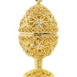 Gold Faberge Egg Trinket Box With Clock, Swarovski Crystals - thumbnail 2