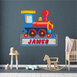 Train Personalised Wall Sticker Boy's Bedroom Nursery Decor Decal Mural Graphic Customised